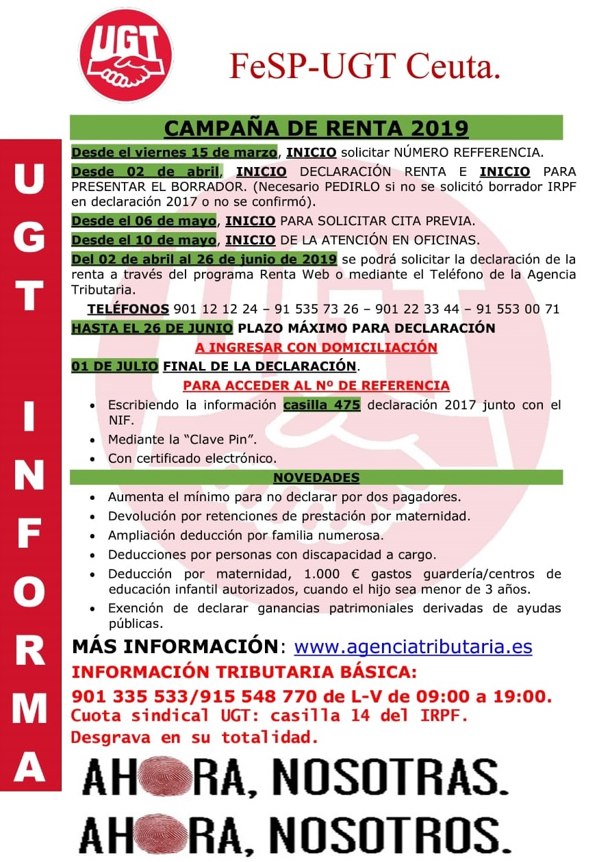 Renta 2019: FeSP-UGT Ceuta Informa